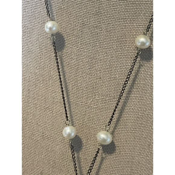 LUC 925 Sterling Silver Y Drop Necklace w/ Real‎ Freshwater & Baroque Pearls 20" - Picture 4 of 8